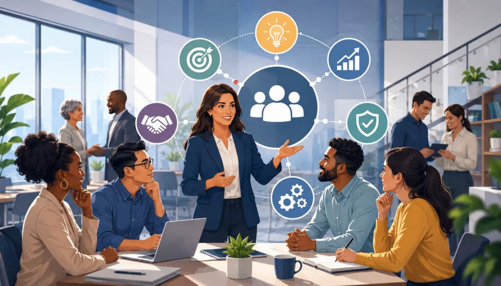 Diverse team building strong leadership and workplace culture