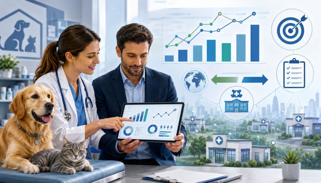Veterinary clinic external benchmarking analytics illustration