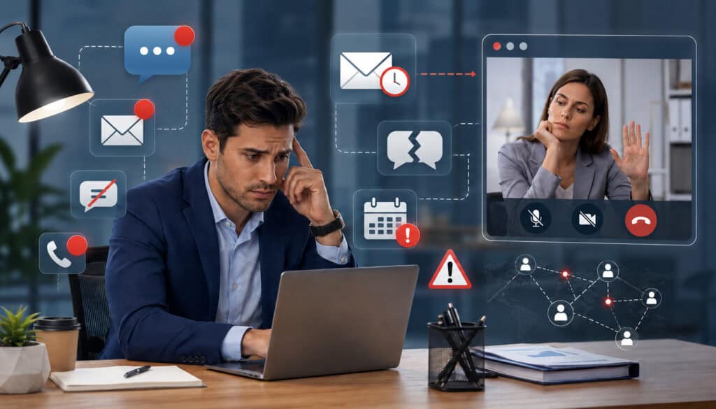 Weak client communication during remote business meeting