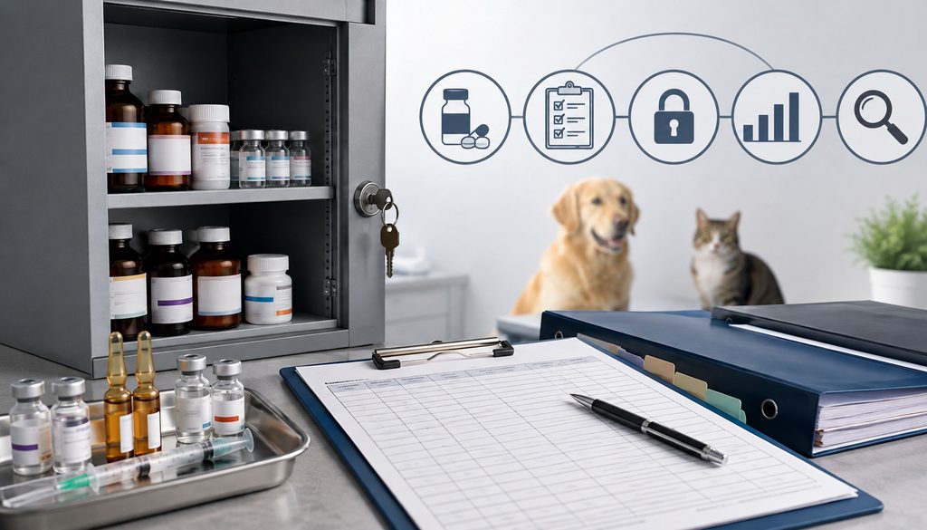 Controlled-substance logs and secure veterinary inventory records